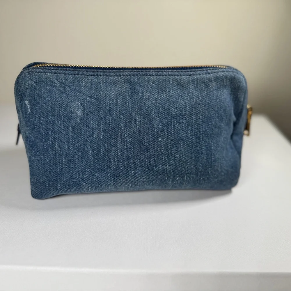 Prada Blue Denim Triangle Logo Pouch with Gold Hardware - Picture 4 of 16